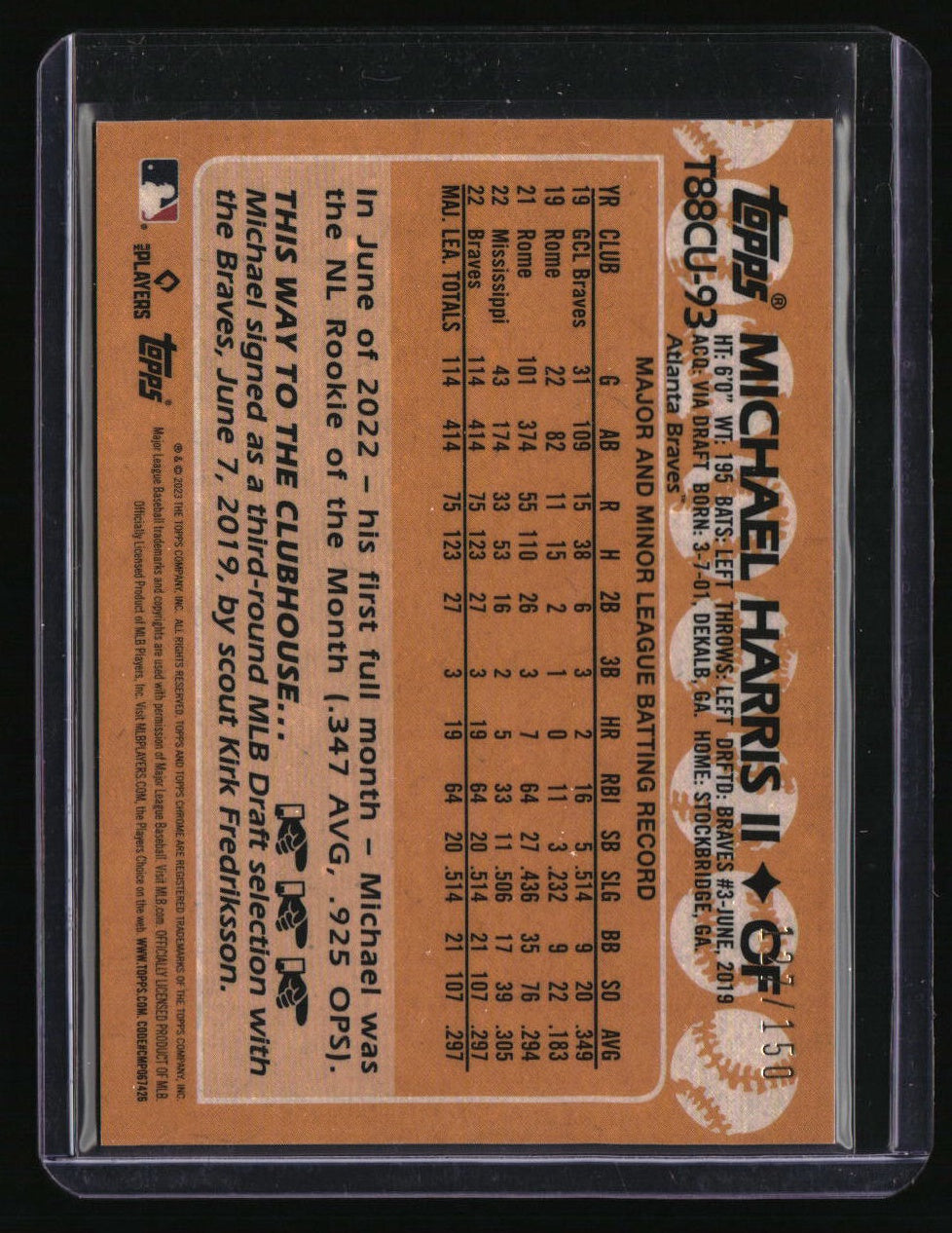 2023 Topps Update Michael Harris II 35th Anniversary Chrome Blue #/150