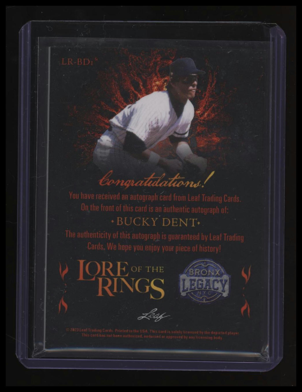 2023 Leaf A Bronx Legacy Bucky Dent Lore of the Rings Autographs #/27