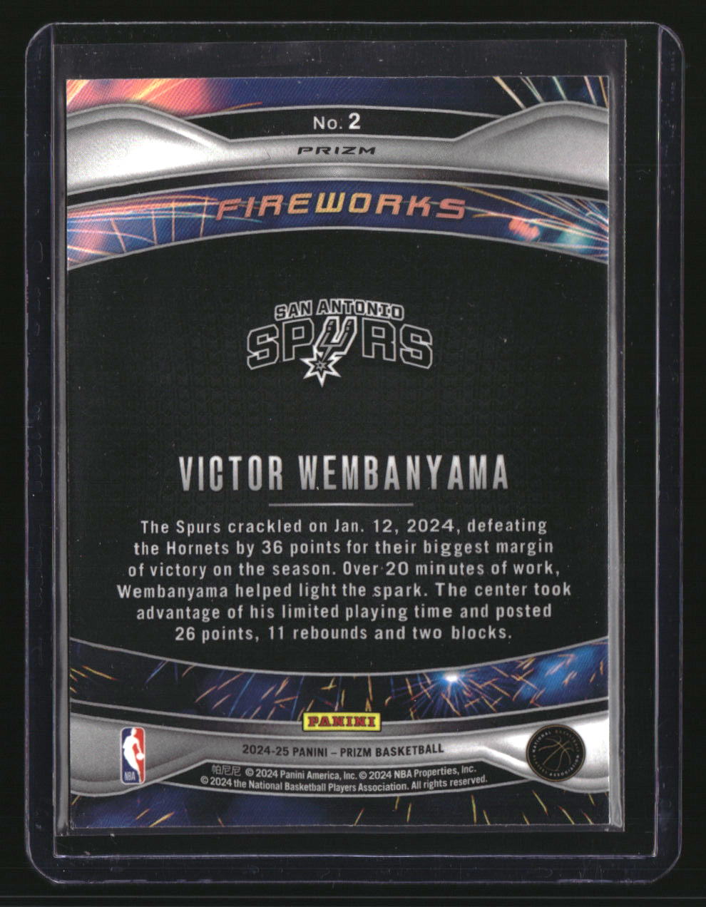 2024-25 Panini Prizm Victor Wembanyama Fireworks Prizms Fast Break