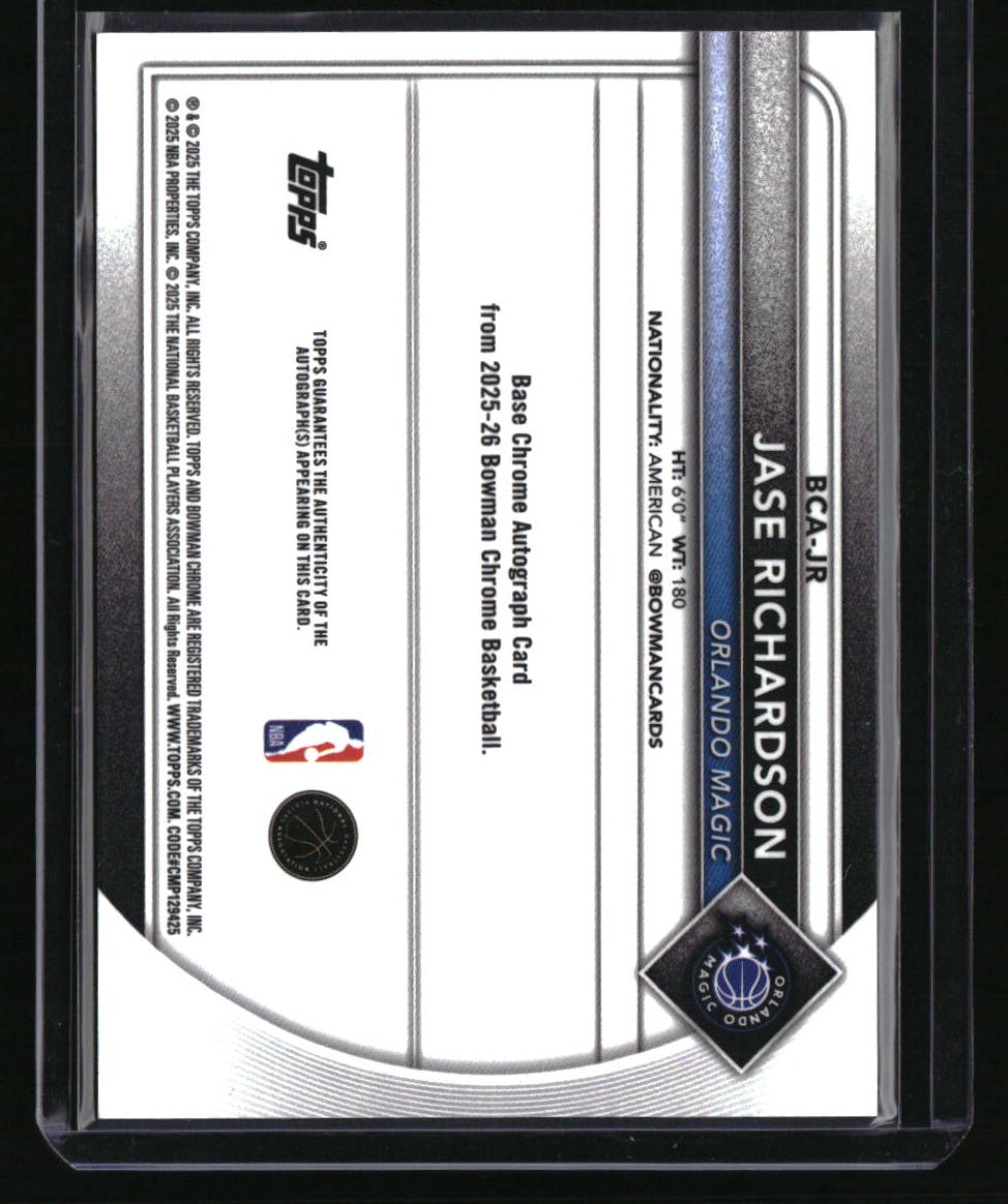 2025-26 Bowman Jase Richardson Chrome Autographs Black Mojo Refractor #/10