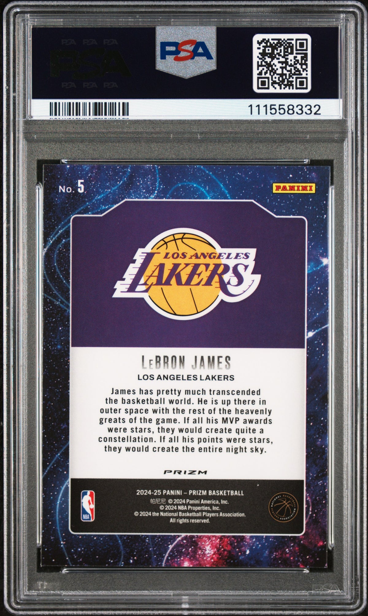 2024 Panini Prizm Deep Space Lebron James Deep Space-Green Prizm PSA 10