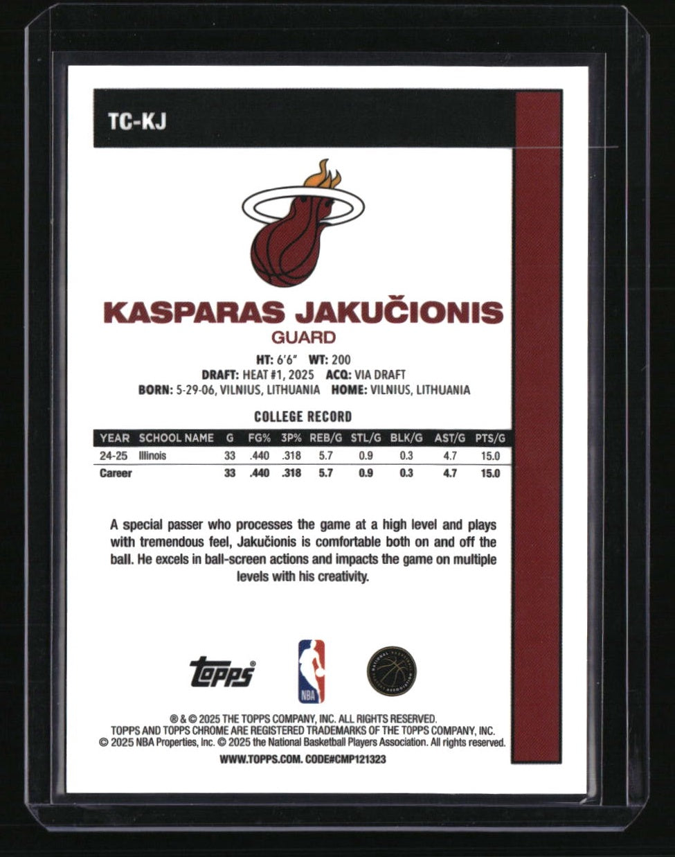 2025-26 Topps Kasparas Jakučionis 1980-81 Topps Chrome Gold Mojo #/50
