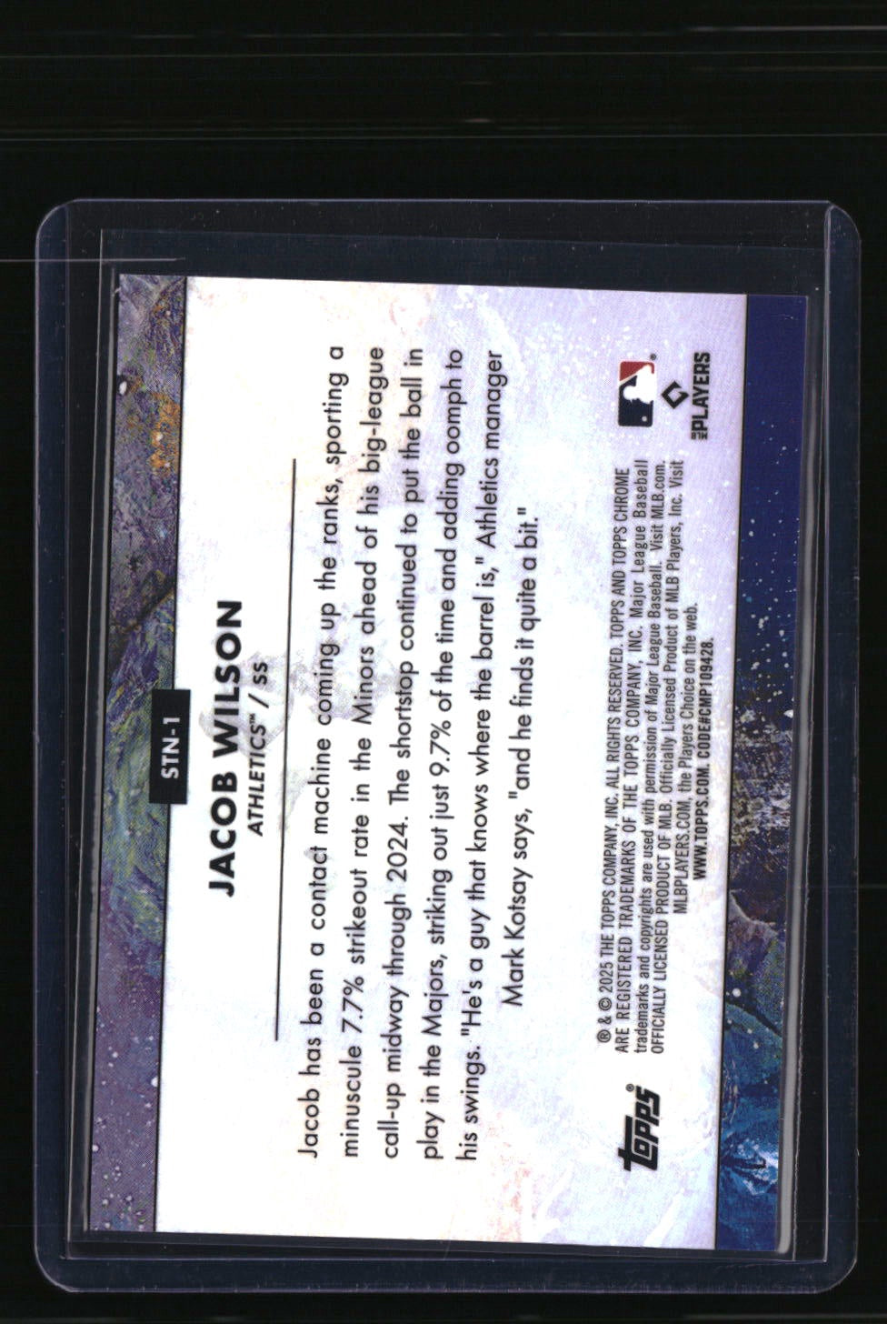 2025 Topps Chrome Cosmic Jacob Wilson Stars in the Night
