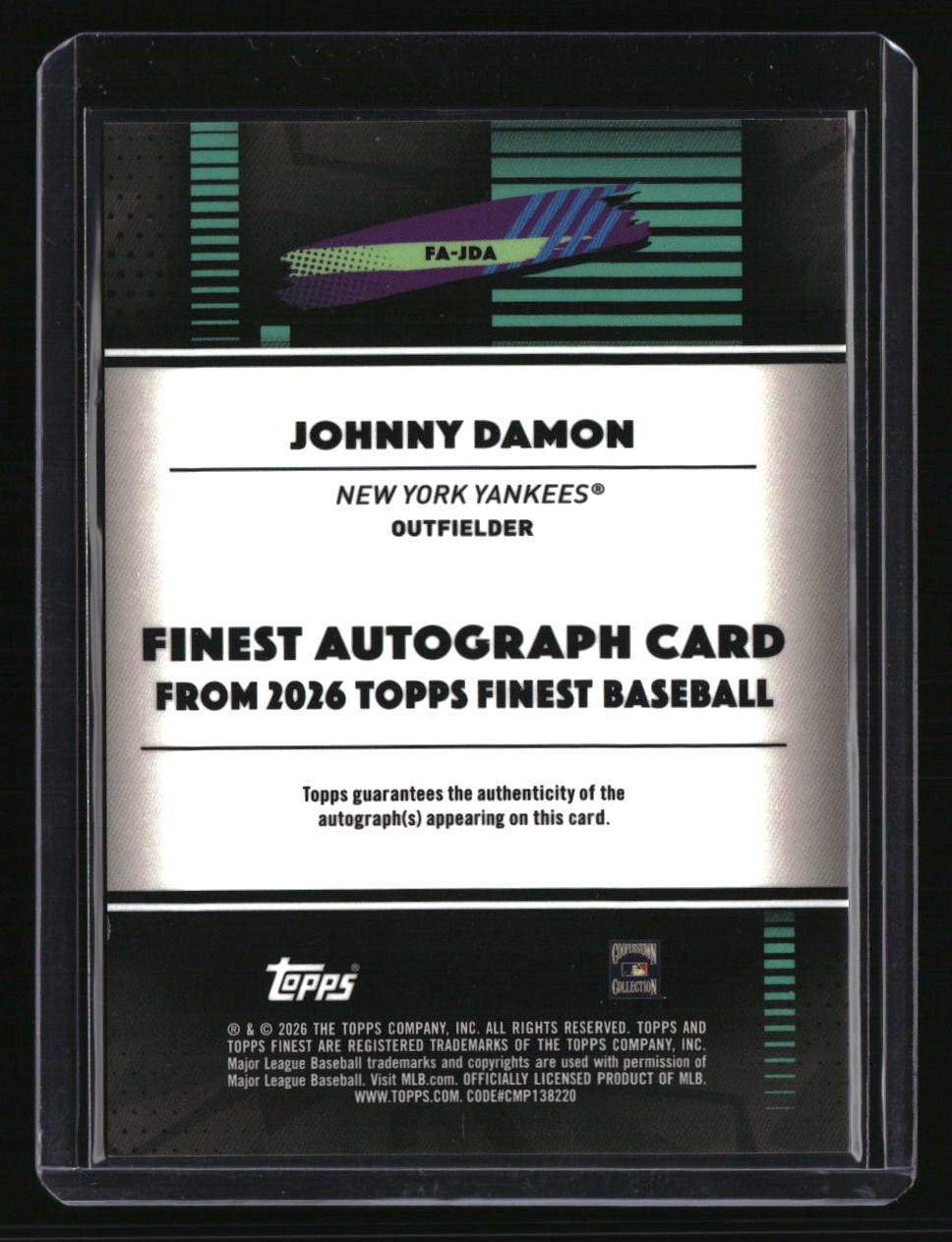 2026 Finest Johnny Damon Finest Autographs Orange Geometric Refractors #/25