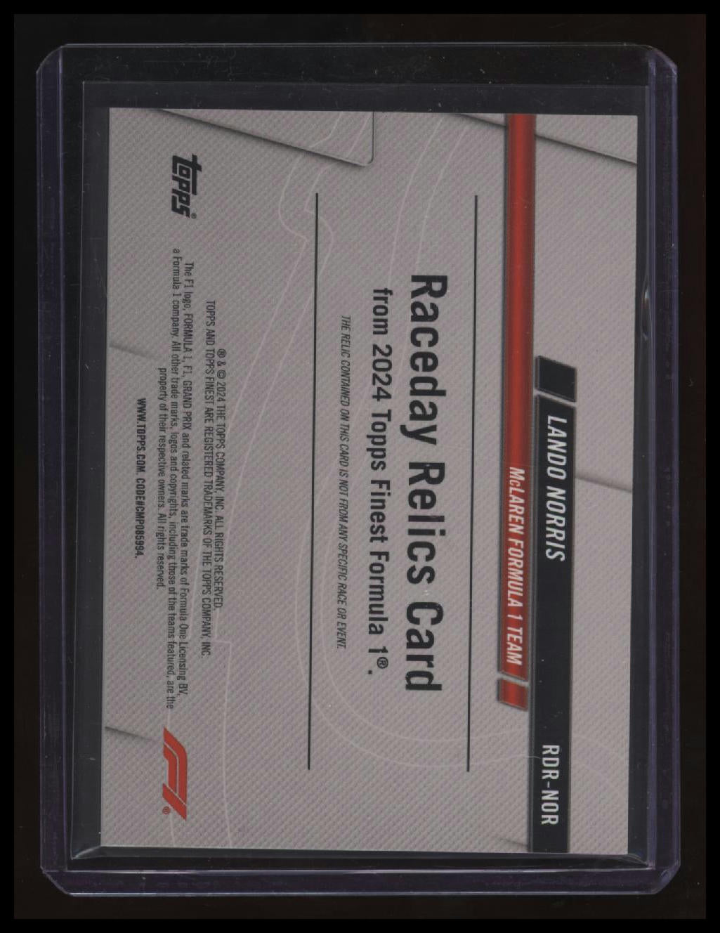 2024 Topps Finest Formula 1 Lando Norris Raceday Relics Blue #/75