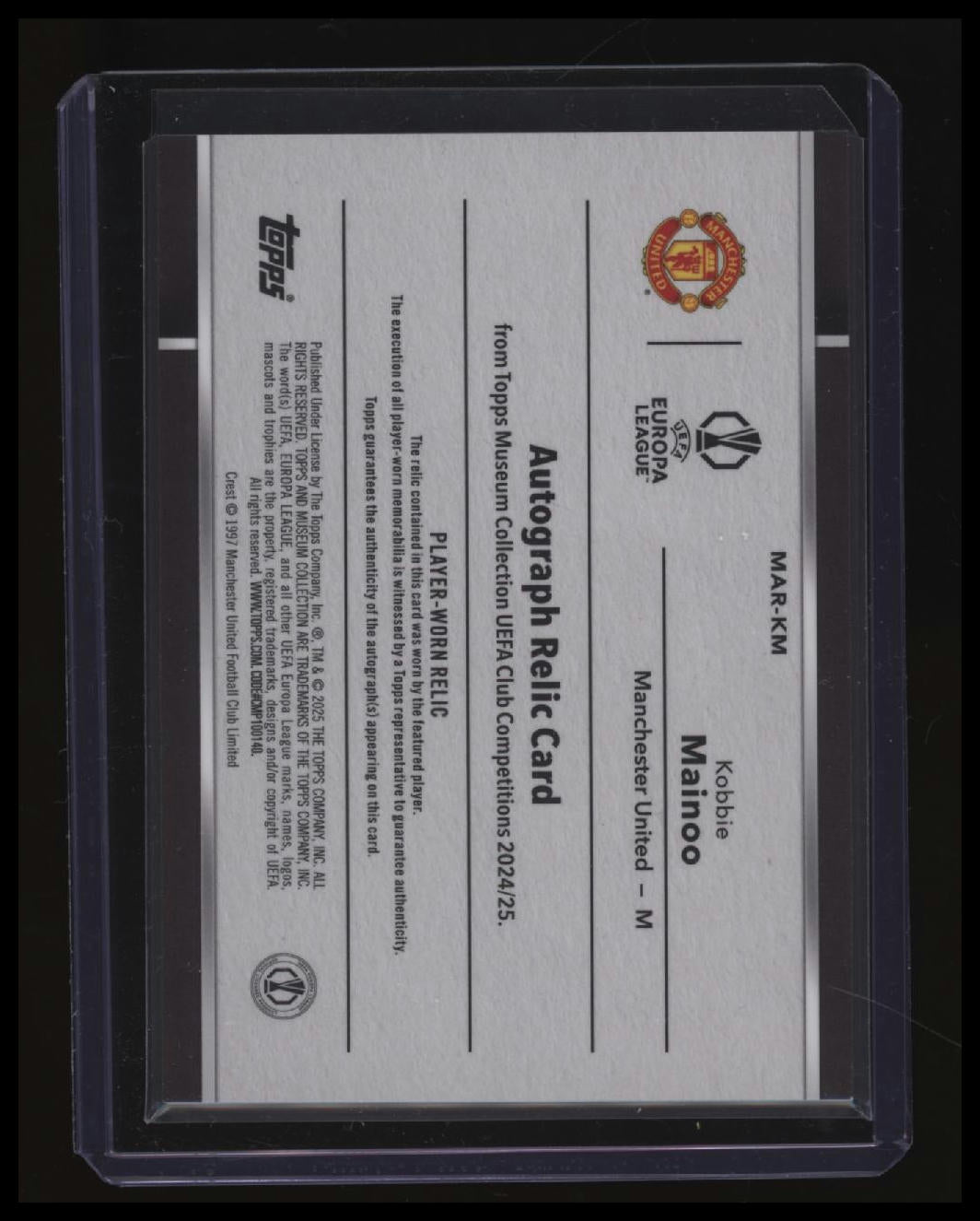 2024-25 Topps Museum Coll UEFA Champ. Kobbie Mainoo Auto Relics Citrine #/150