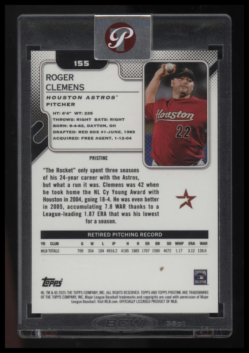 2025 Topps Pristine Roger Clemens Pristine Gold Refractors #/50