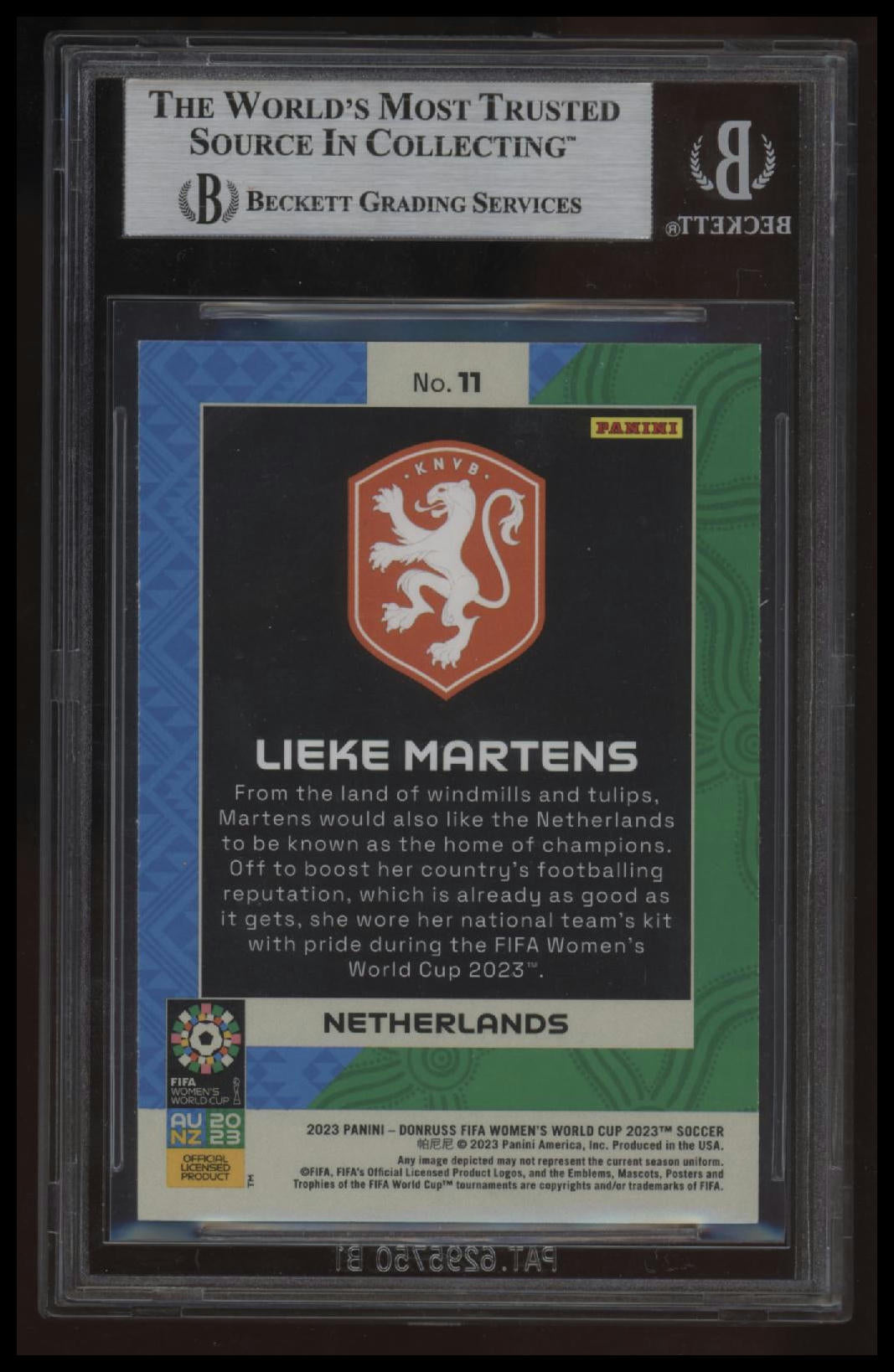 2023 Donruss Women&#39;s World Cup National Landmarks Lieke Martens BGS 8.5