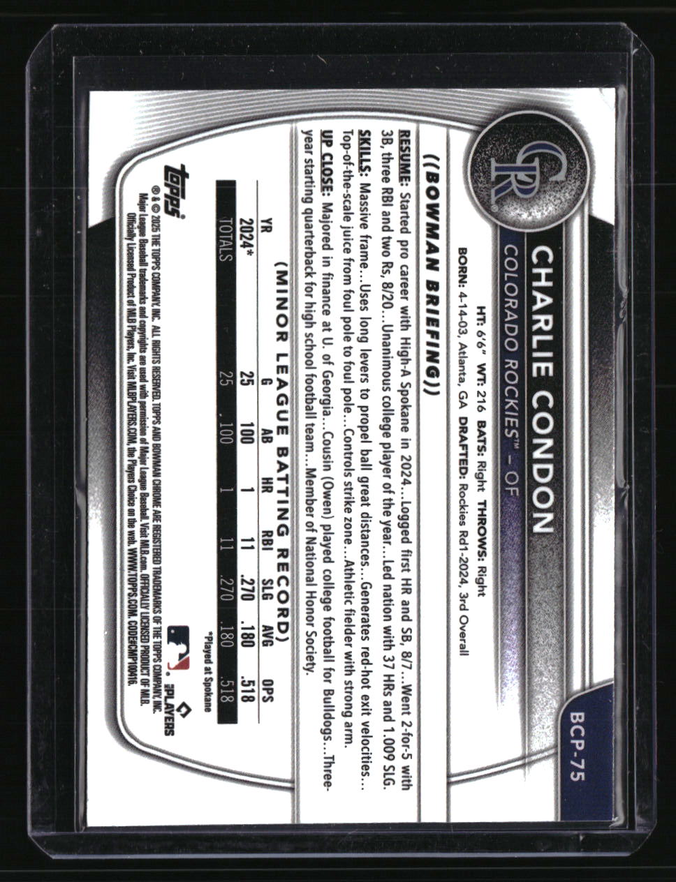 2025 Bowman Sapphire Edition Charlie Condon