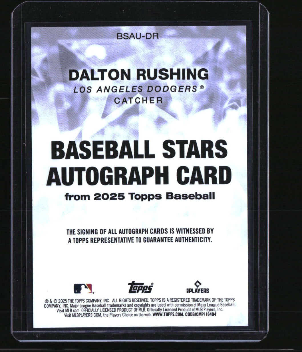 2025 Topps Update Dalton Rushing Baseball Stars Autographs