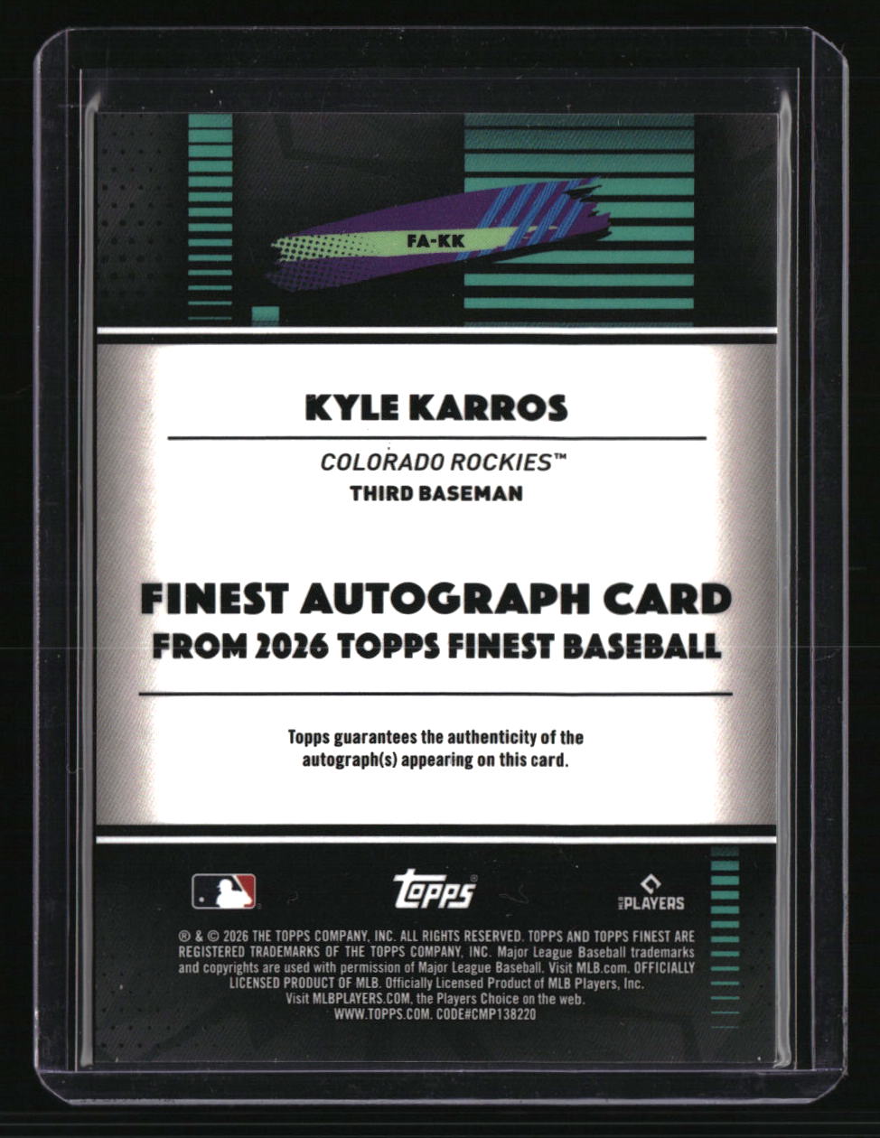 2026 Finest Kyle Karros Finest Autographs Orange Geometric Refractors #/25