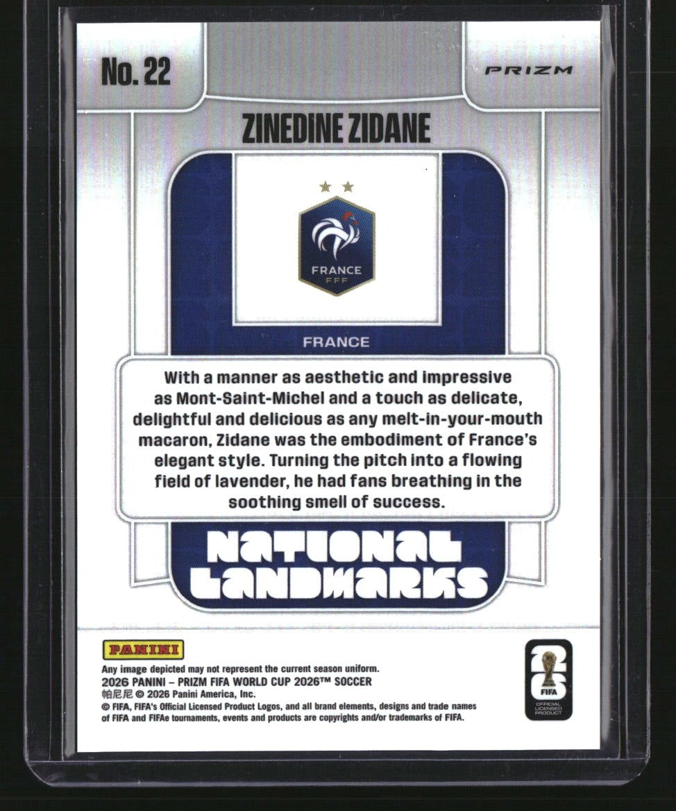 2026 Panini Prizm FIFA World Cup Zinedine Zidane National Landmarks