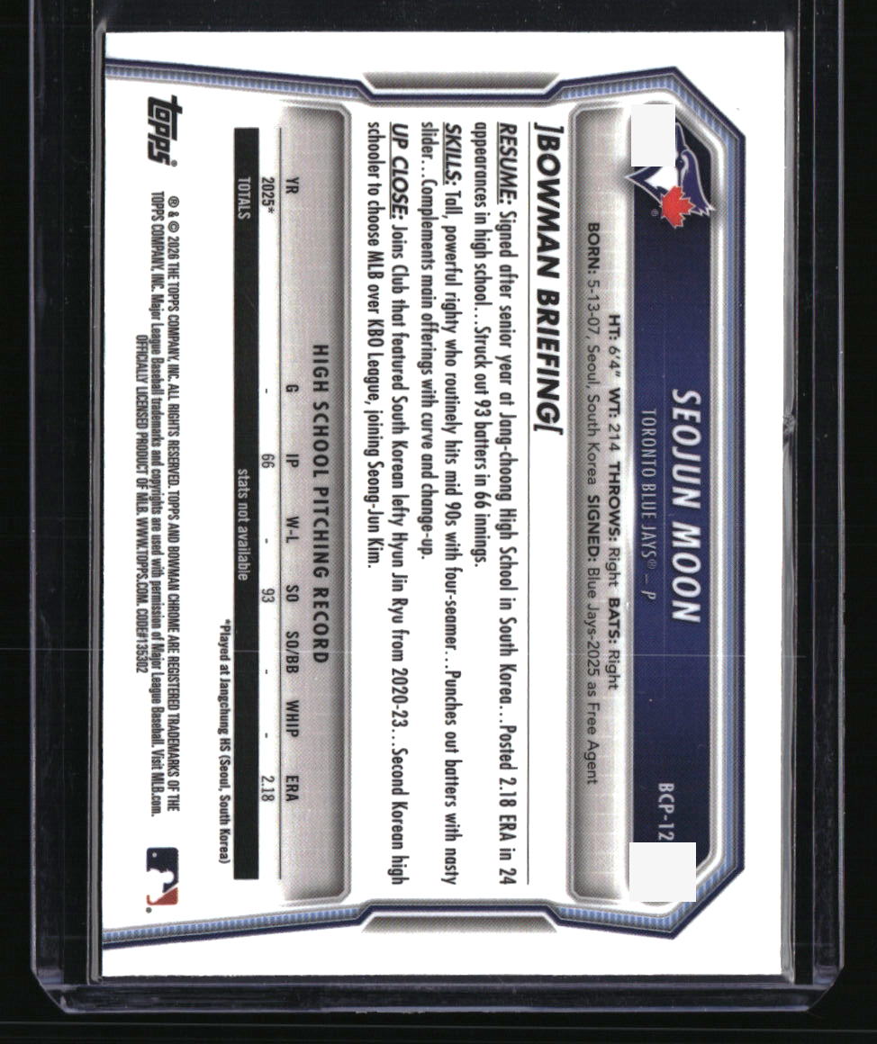 2026 Bowman Seojun Moon Chrome Prospects Yellow X-Fractor #/75