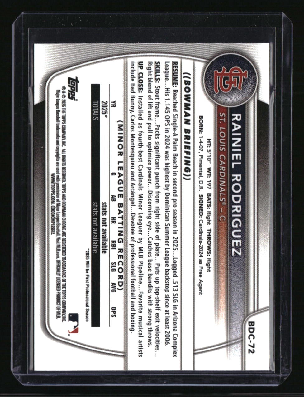 2025 Bowman Draft Rainiel Rodriguez Chrome Aqua Geometric #/125