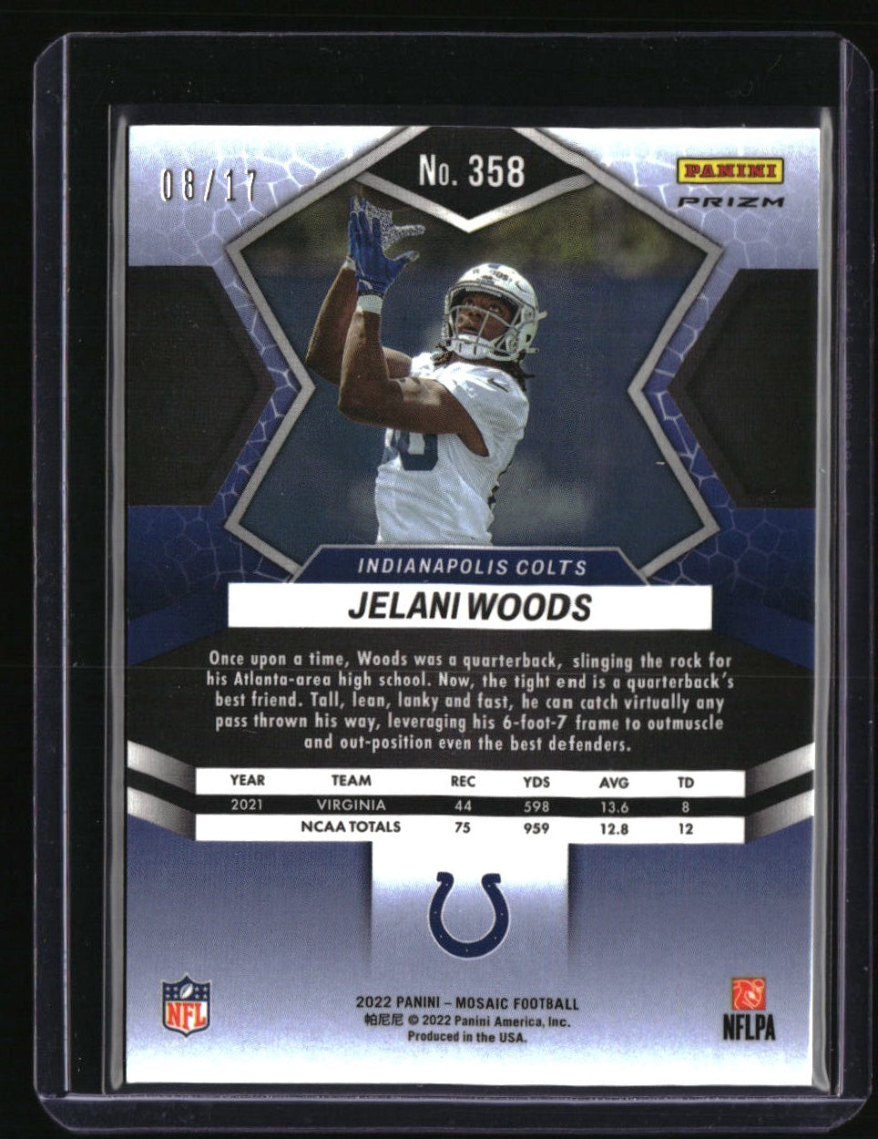2022 Panini Mosaic Jelani Woods Mosaic Gold Wave #/17