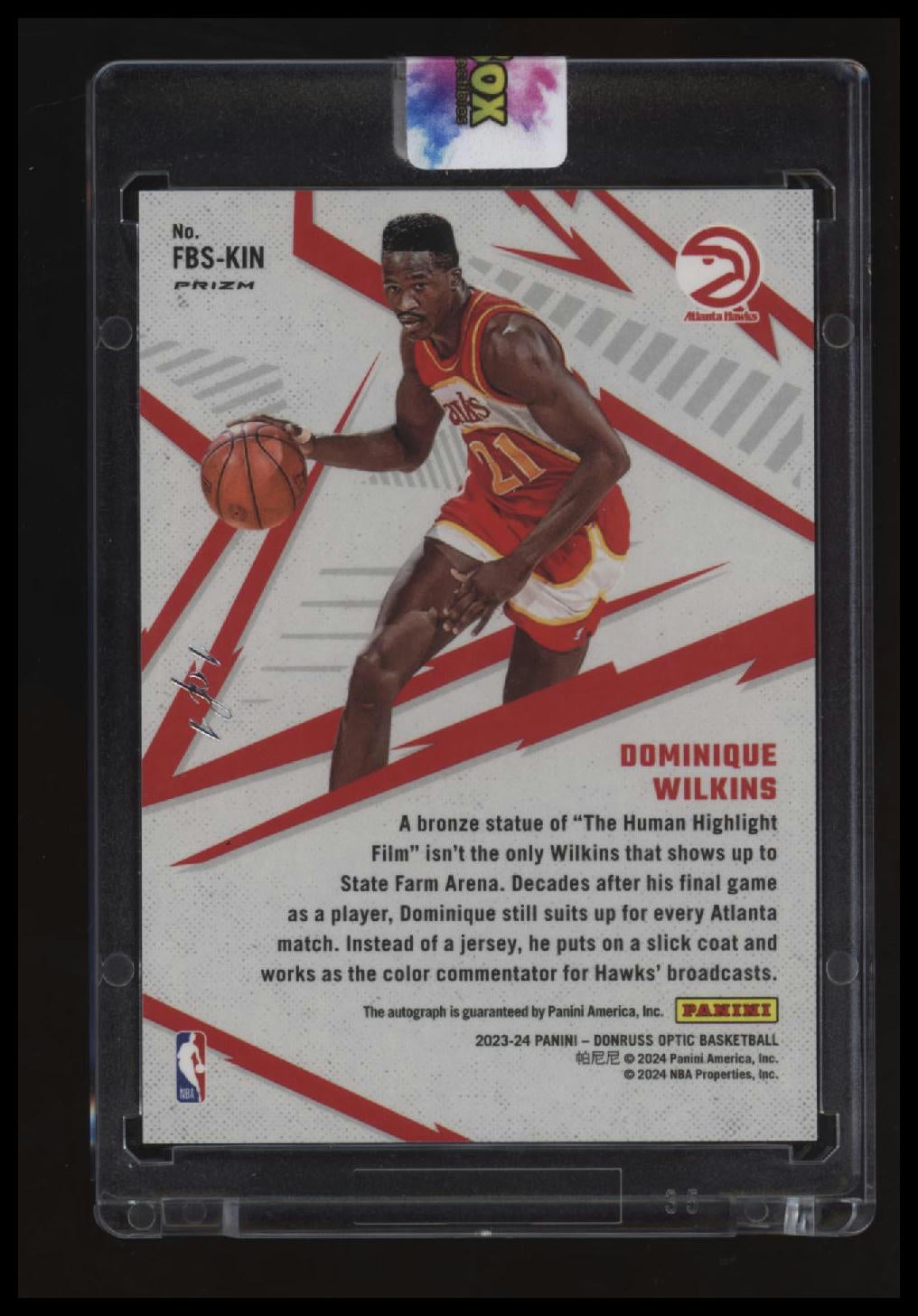 2023-24 Donruss Optic Dominique Wilkins Fast Break Signatures Black #/1
