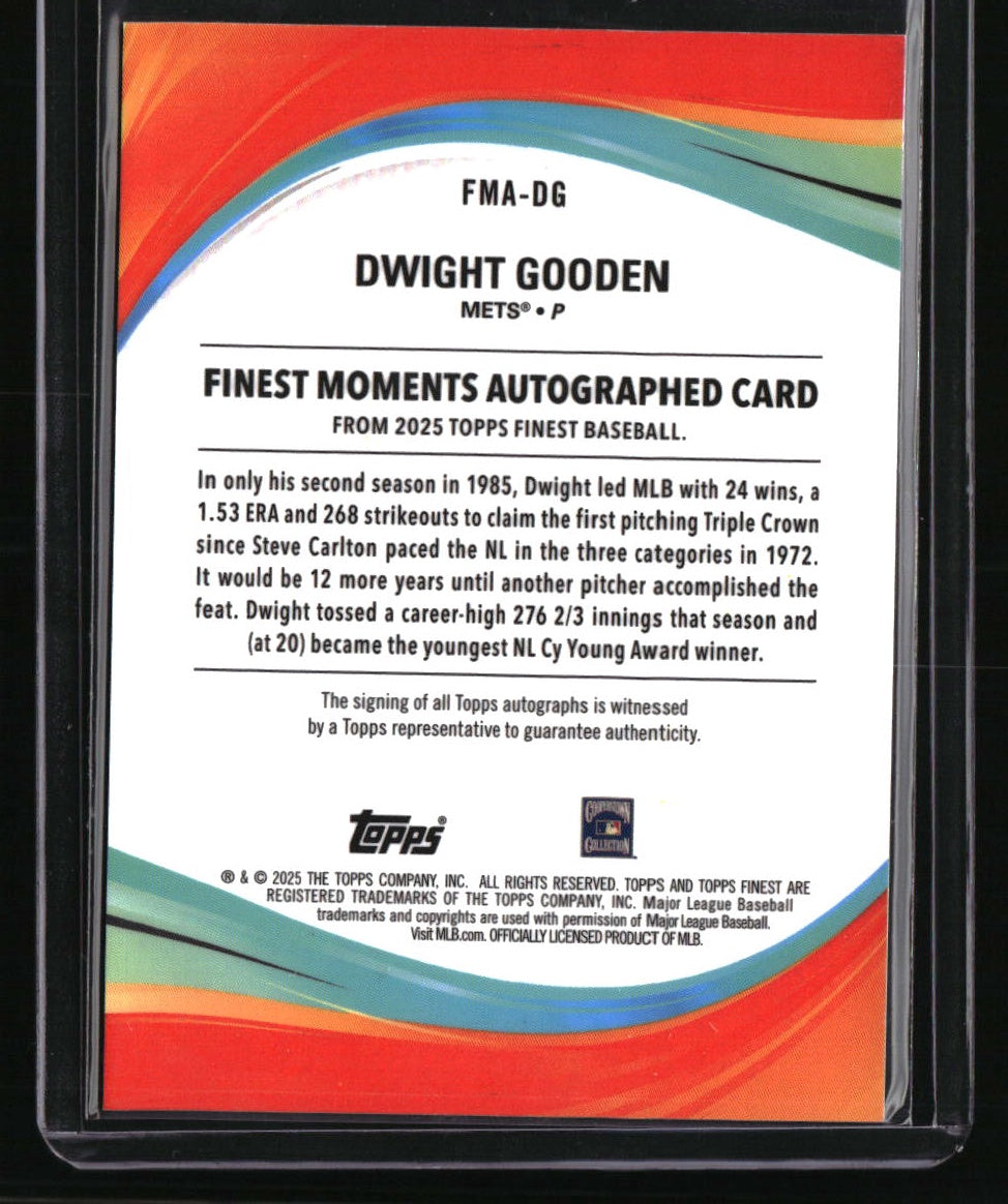 2025 Finest Dwight Gooden Finest Moments Autographs