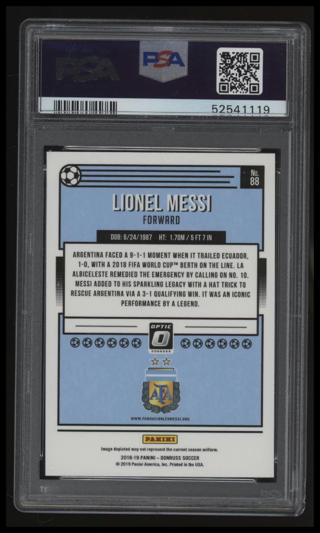 2018 Panini Donruss Lionel Messi Optic PSA 10