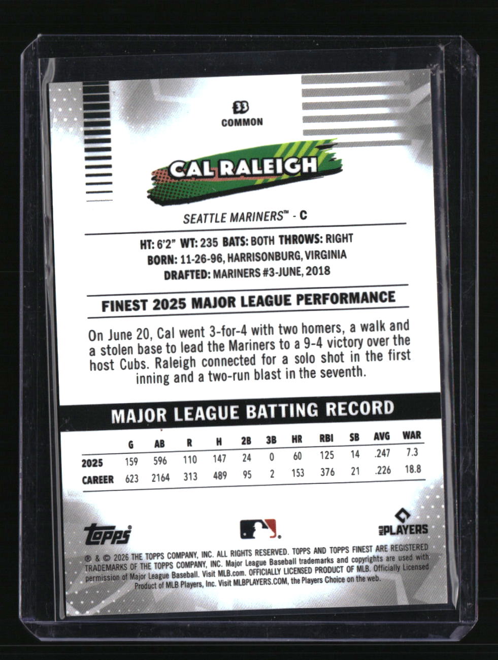 2026 Finest Cal Raleigh Orange Geometric Refractors #/25