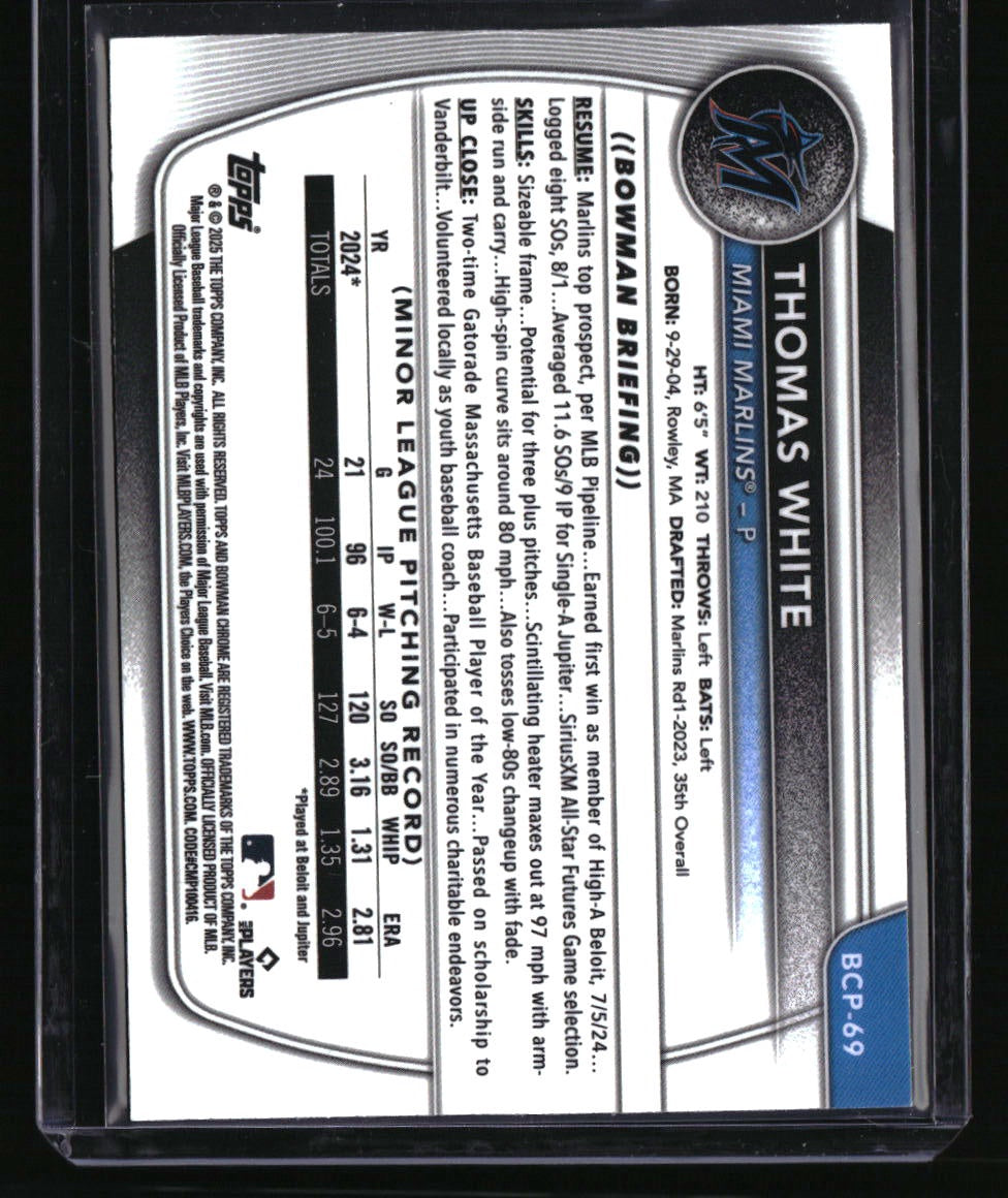 2025 Bowman Thomas White Chrome Prospects Wave Refractor #/350
