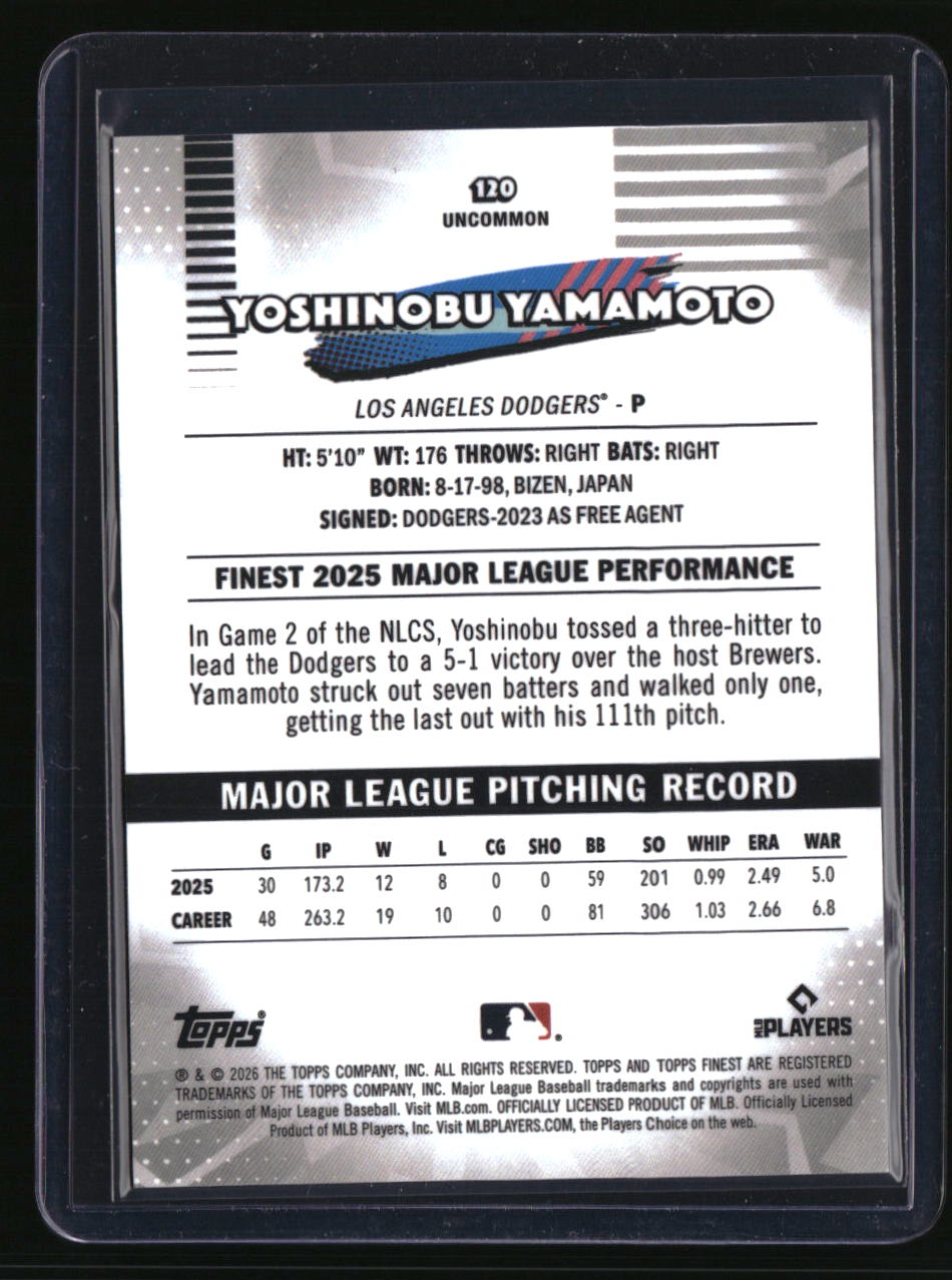 2026 Finest Yoshinobu Yamamoto Green X-Fractors #/99