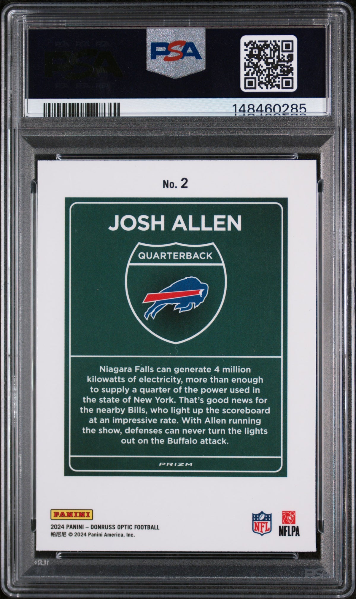 2024 Panini Donruss Optic Downtown! Josh Allen PSA 9