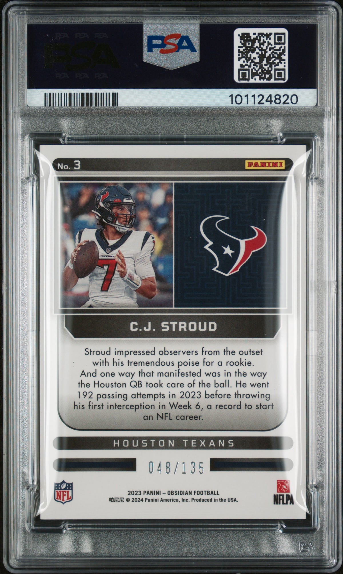 2023 Panini Obsidian Supernova Cj Stroud PSA 10