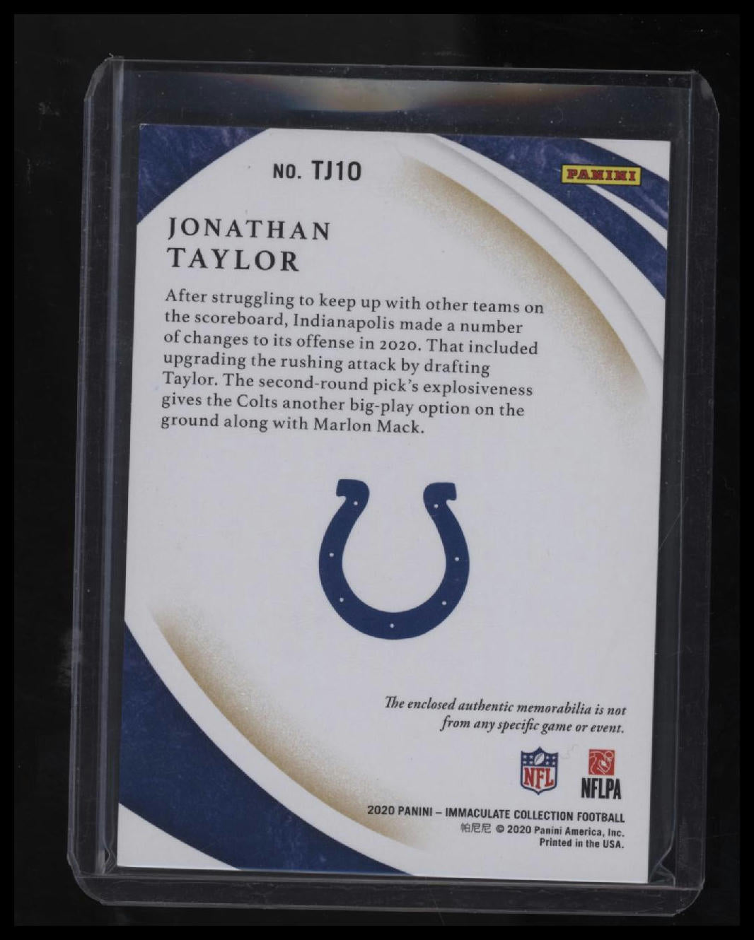2020 Panini Immaculate Collection Jonathan Taylor Immaculate Triple Jerseys #/49
