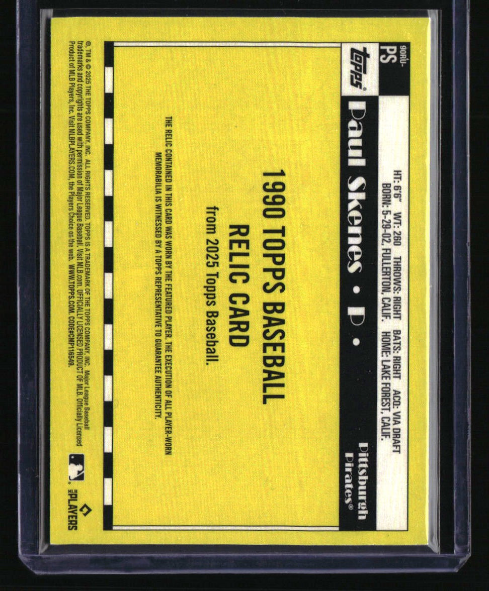 2025 Topps Update Paul Skenes 1990 Topps Baseball 35th Anniversary Relics