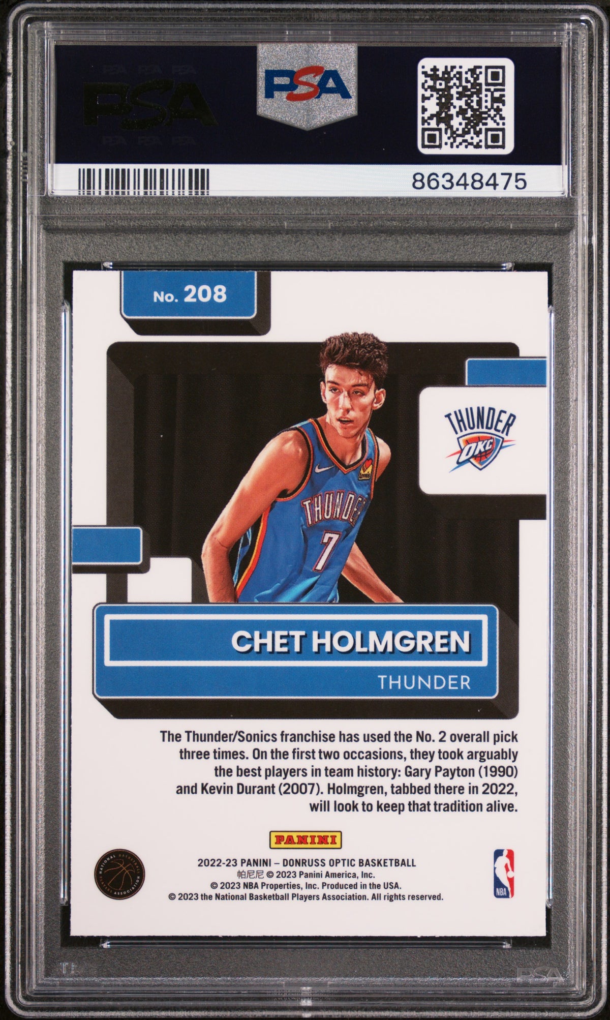 2022 Panini Donruss Optic Chet Holmgren PSA 10