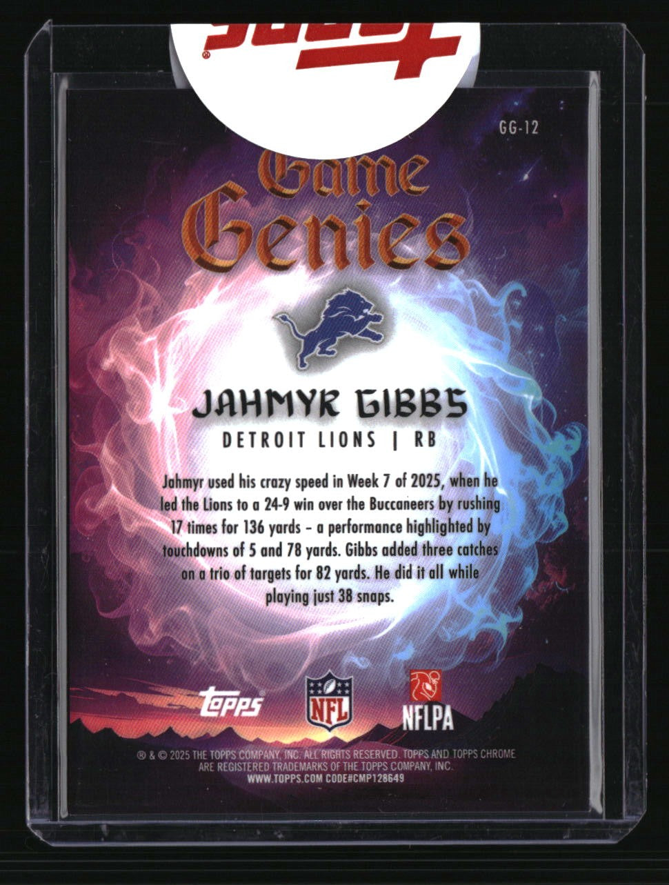 2025 Topps Chrome Jahmyr Gibbs Game Genies