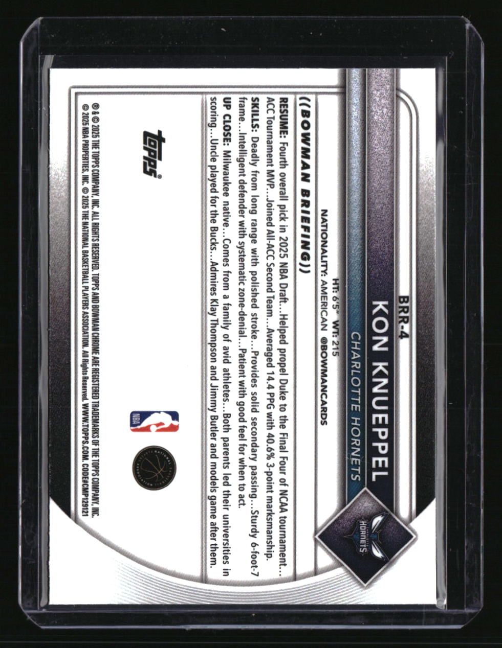 2025-26 Bowman Kon Knueppel Chrome Rookie Red RC Logo