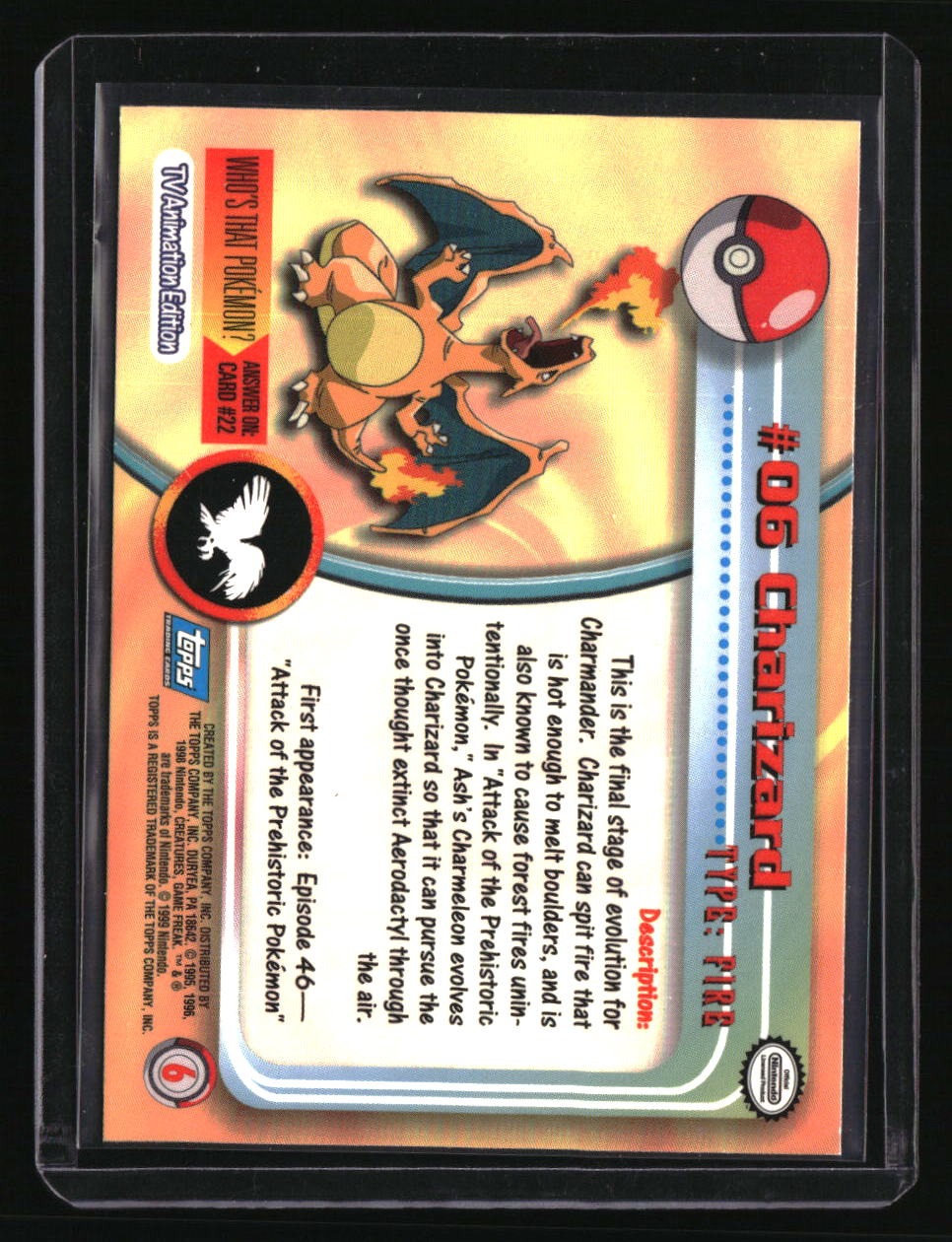 1999 Topps Pokemon TV Animation Edition Series 1 Charizard