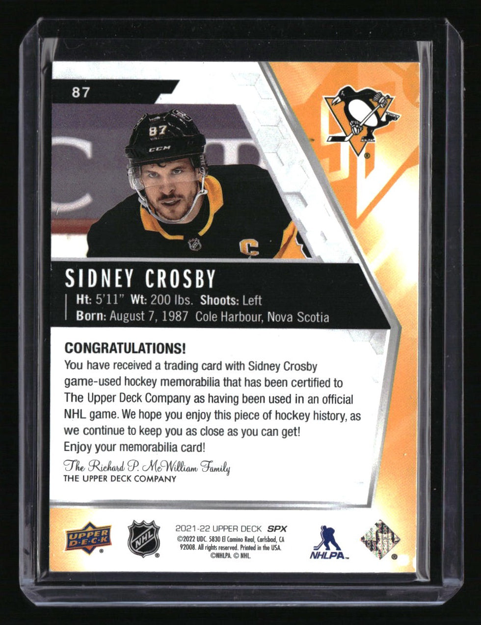 2021-22 SPx Sidney Crosby Jerseys