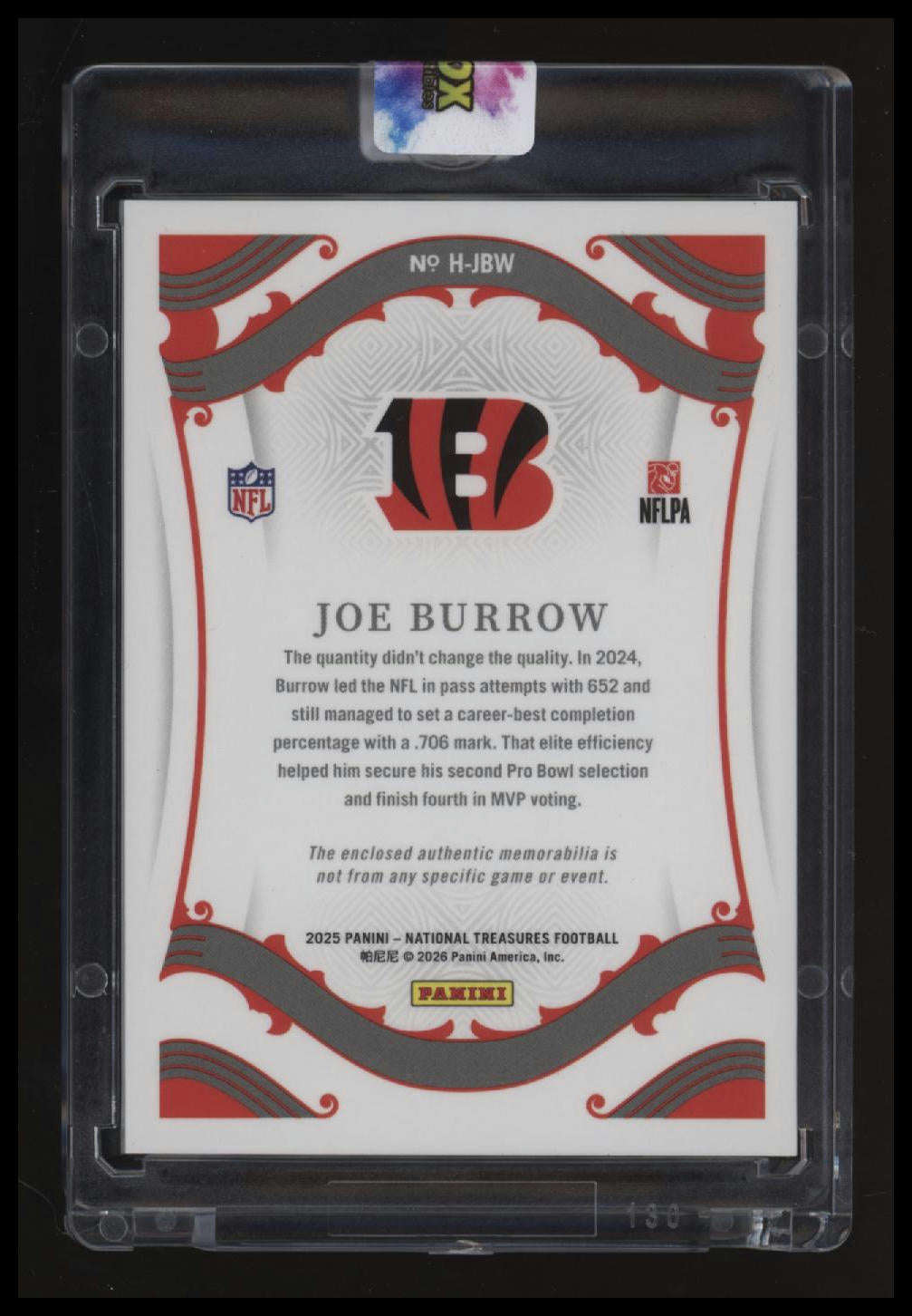 2025 Panini National Treasures Joe Burrow Heirlooms Holo Gold #/10