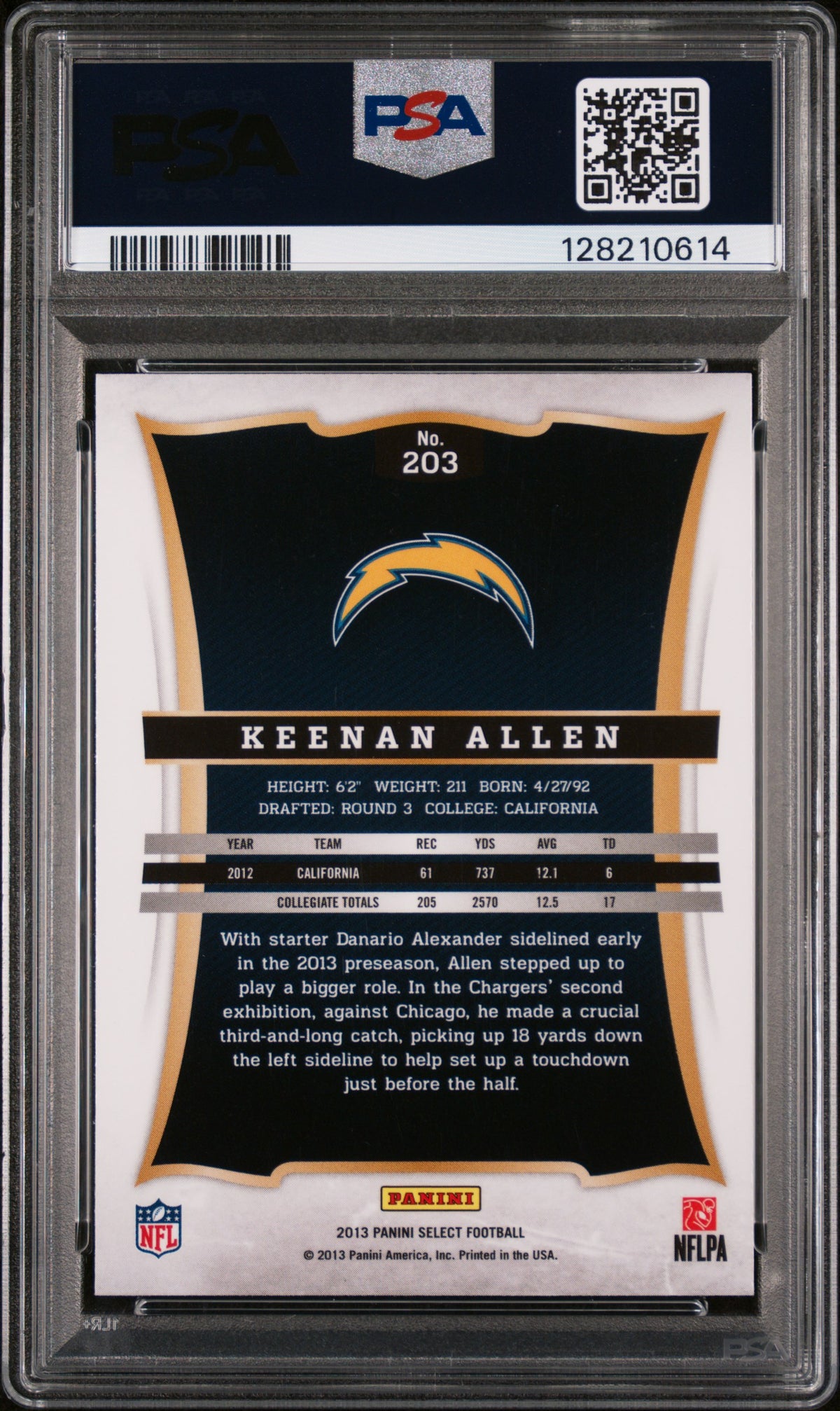 2013 Panini Select Keenan Allen PSA 9