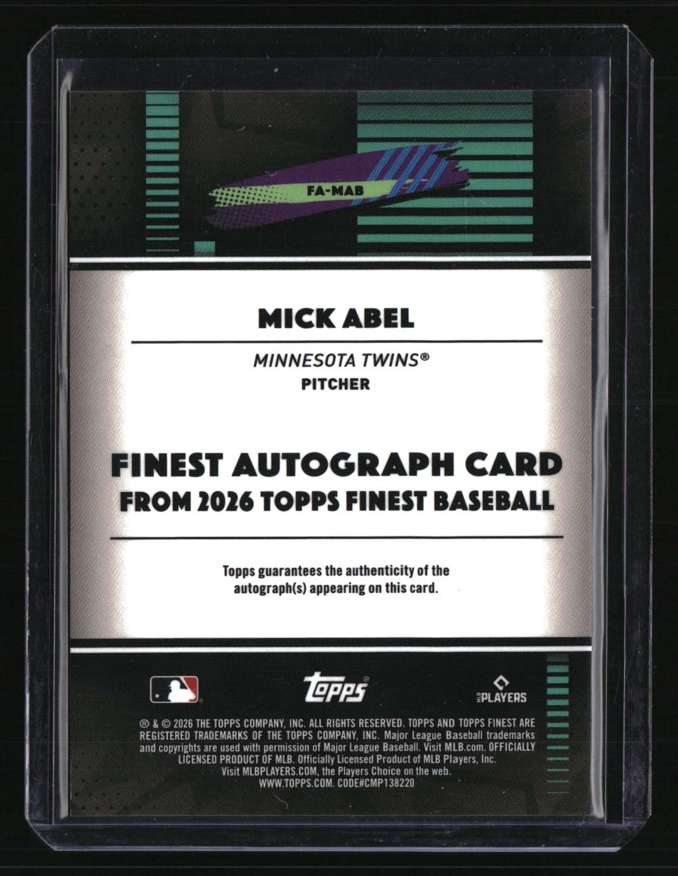 2026 Finest Mick Abel Finest Autographs Green Refractors #/99