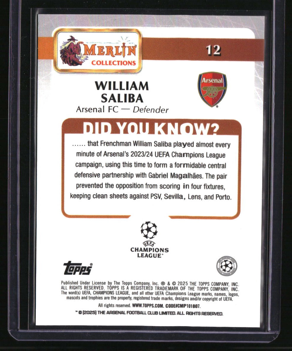 2024-25 Merlin UEFA Club Competitions William Saliba Purple Speckle #/15