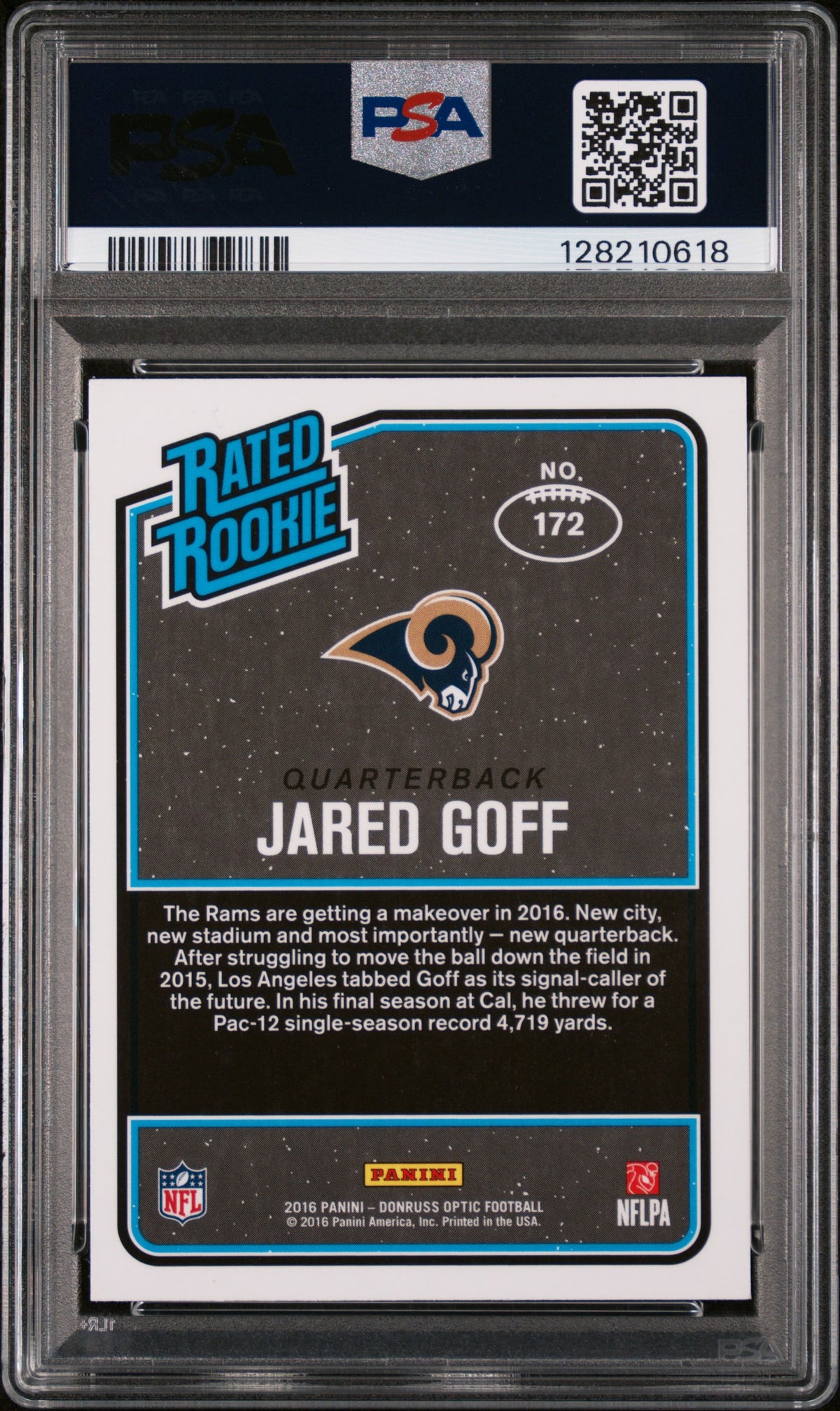 2016 Panini Donruss Optic Jared Goff PSA 8