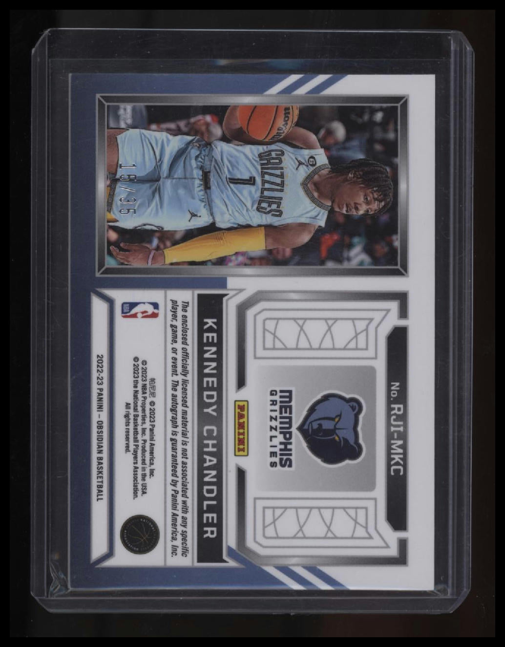 2022-23 Obsidian Kennedy Chandler Rookie Jersey Ink Electric Etch Orange #/35