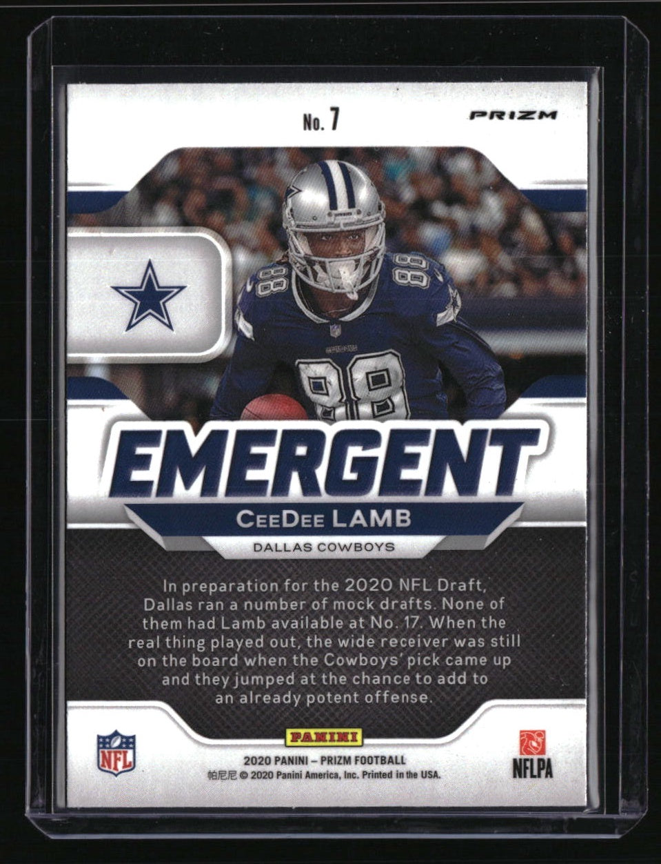 2020 Panini Prizm CeeDee Lamb Emergent Prizms No Huddle