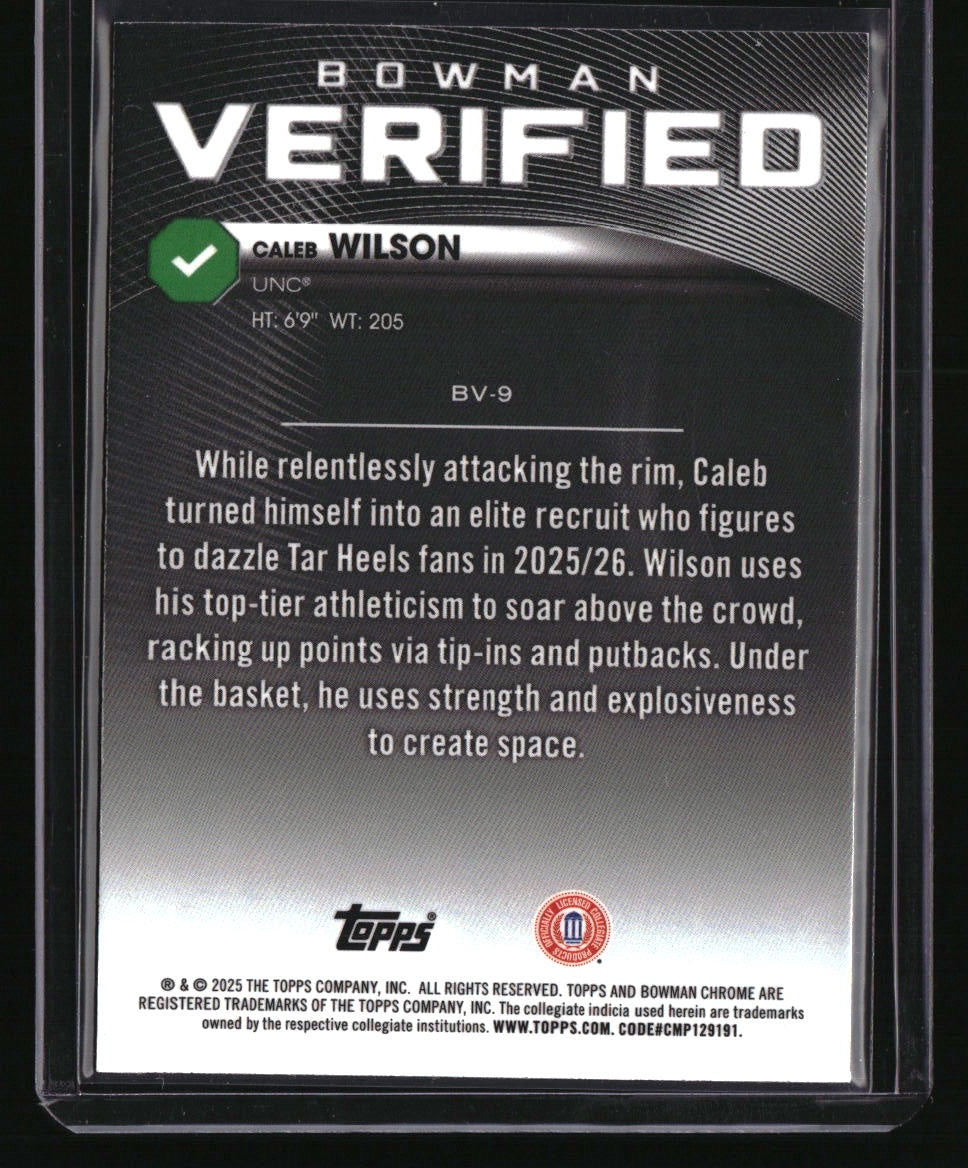 2025-26 Bowman Caleb Wilson Bowman Verified Mini-Diamond Refractor #/150