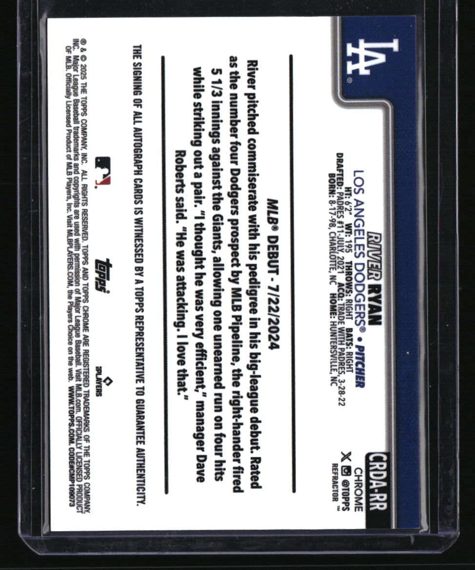 2025 Topps Chrome Update River Ryan Rookie Debut Autographs Refractors #/499