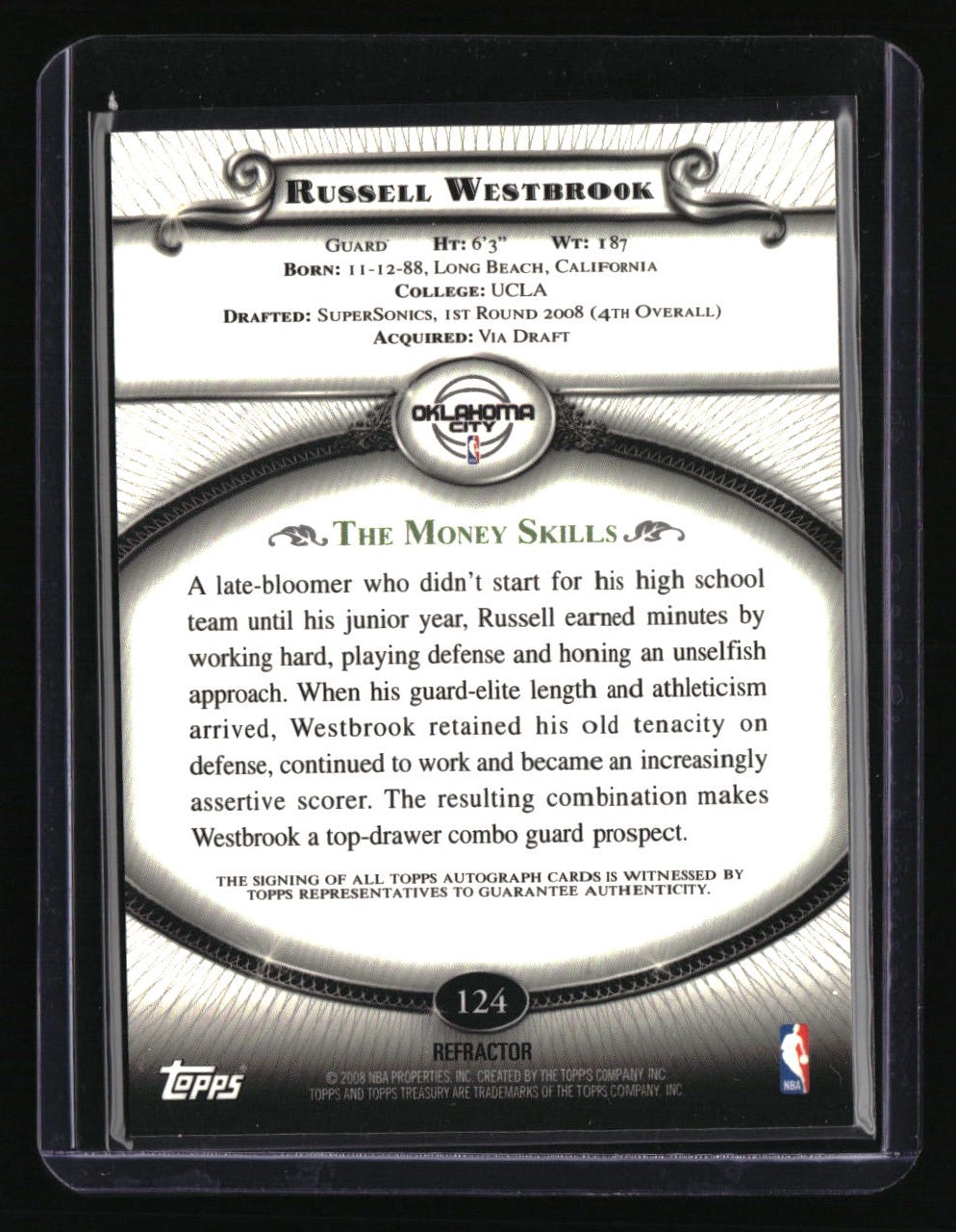 2008-09 Topps Treasury Russell Westbrook Rookie Autographs Refractor
