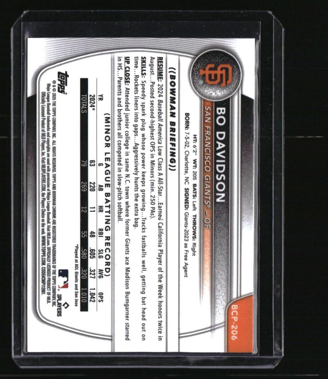 2025 Bowman Chrome Bo Davidson Prospects Green Shimmer #/99