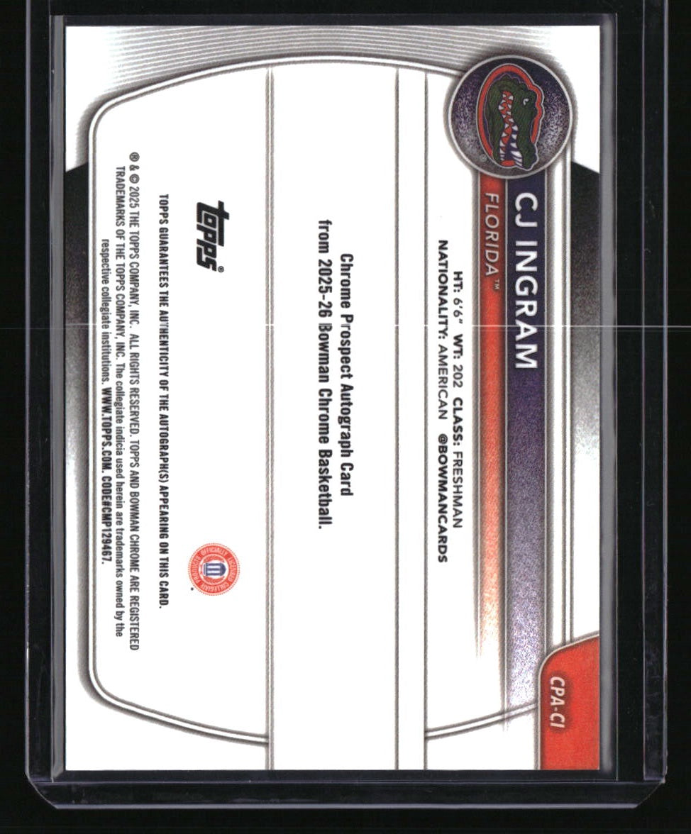 2025-26 Bowman CJ Ingram Chrome Prospect Autographs Reptilian Orange #/25