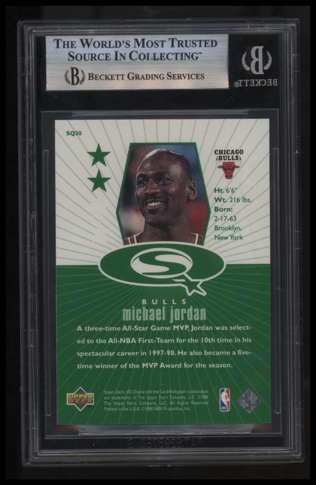 1998-99 UD Choice StarQuest Green Michael Jordan BGS 8.5