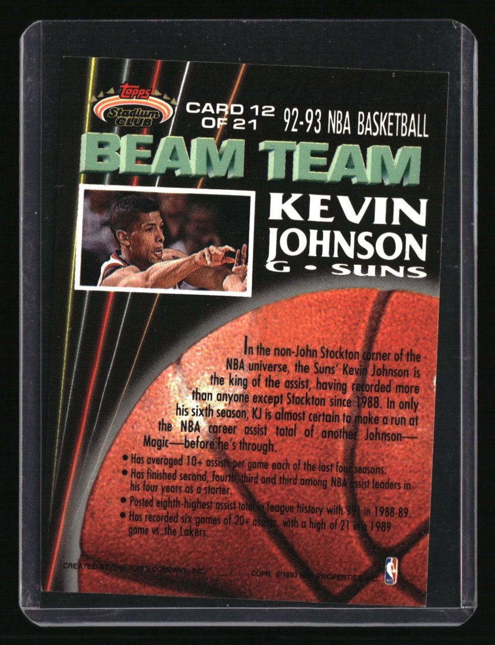 1992-93 Stadium Club Kevin Johnson Beam Team