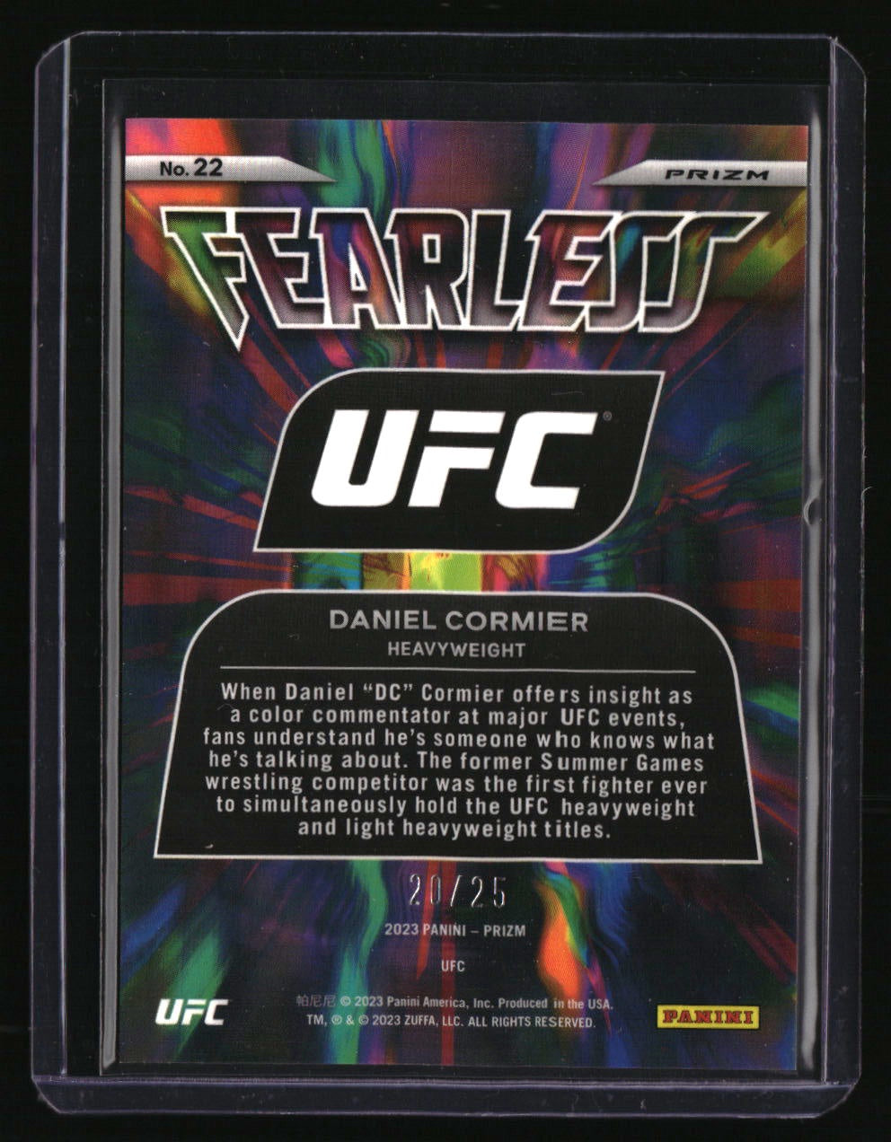 2023 Panini Prizm UFC Daniel Cormier Fearless Mojo Prizms #/25