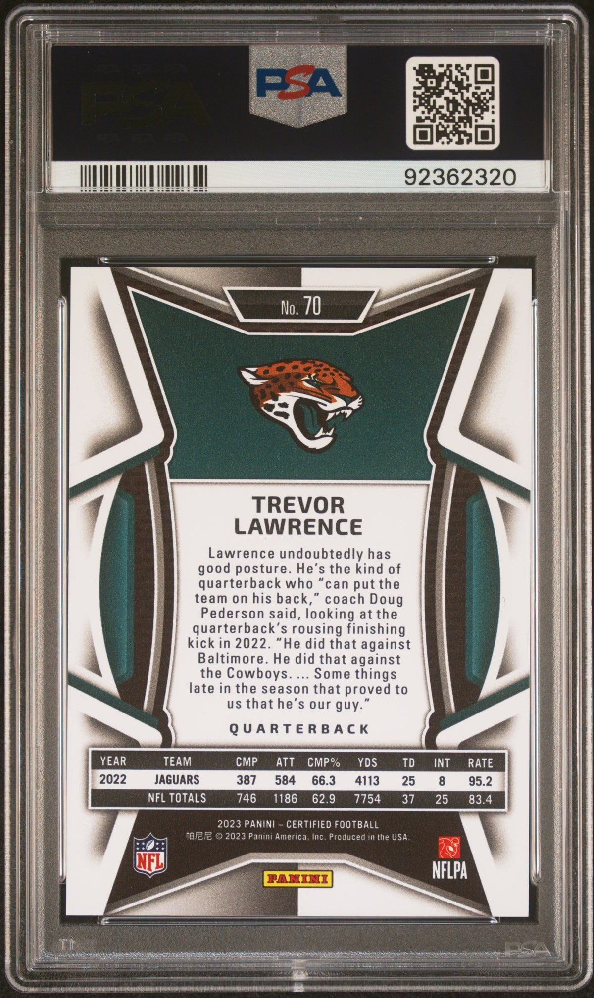 2023 Panini Certified Trevor Lawrence Mirror Green PSA 10